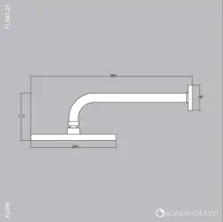 Waterevolution Flow nadglavna prha 200 mm z zidno povezavo, popolnoma iz nerjavečega jekla T1641IE