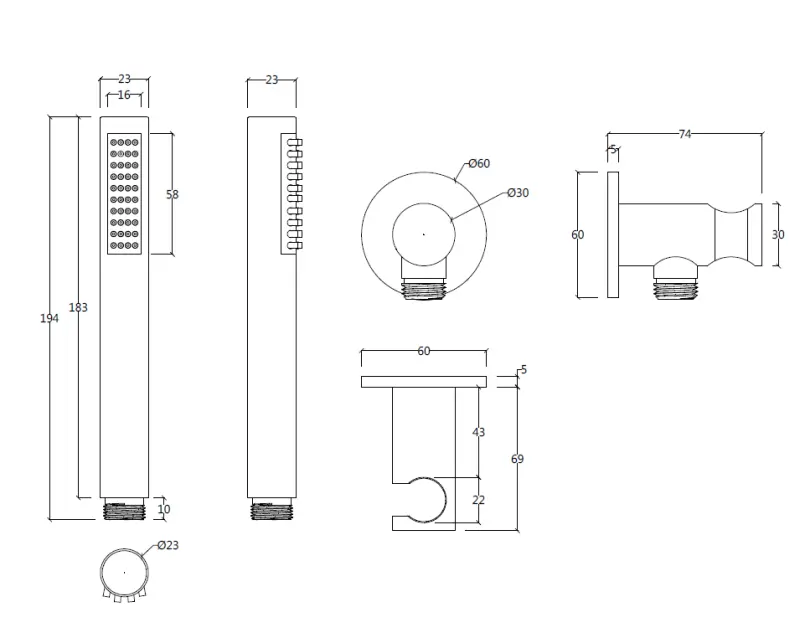 Waterevolution Flow kopalniški komplet s priključkom za steno, v celoti iz nerjavečega jekla T1621IE
