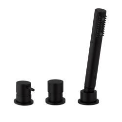 Waterevolution Flow 3-luknjasta kopalniška armatura za montažo na rob kadi Mat Črna T138SBPR