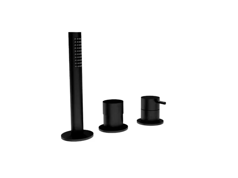 Waterevolution Flow 3-luknjasta kopalniška armatura za montažo na rob kadi Mat Črna T138SBPR