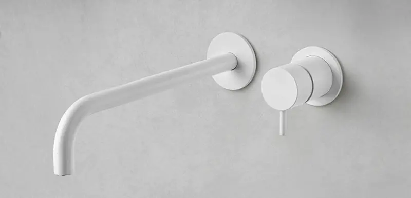 Waterevolution Flow vgradna pipa za umivalnik, mat bela, z izlivom 15 cm T116BBR-15