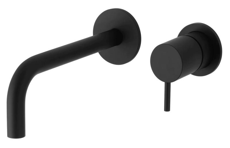 Waterevolution Flow vgradna pipa za umivalnik, mat črna, z izlivom 15 cm T116BPR-15