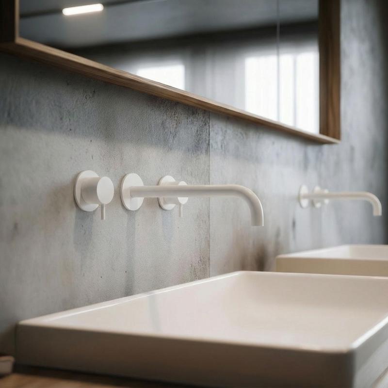 Waterevolution Flow 3-luknjasta vgradna pipa za umivalnik, mat bela, z izlivom 21 cm T1163FBR-21