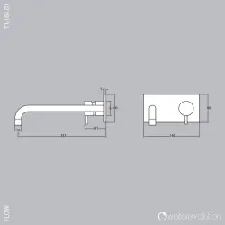 Waterevolution Flow inbouw wastafelkraan met afdekplaat chroom met uitloop 15 cm T1161B01-15