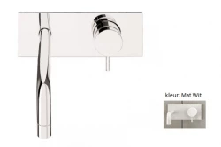 Waterevolution Flow ingebouwde wastafelkraan met afdekplaat mat wit met uitloop 15cm T1161BBR-15