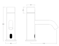Waterevolution Flow elektronska umivalniška pipa z infrardečim senzorjem, 230 volt, mat črna, T110EEPR