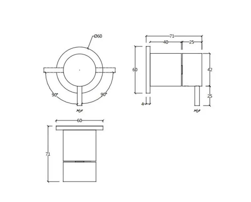 Waterevolution Flow vgradni 2-smerni preklopnik okrogla roza krom T1482S01