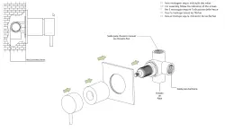 Waterevolution Flow vgradni 2-smeri preklopnik RVS z okroglo rozeto T1482SIE