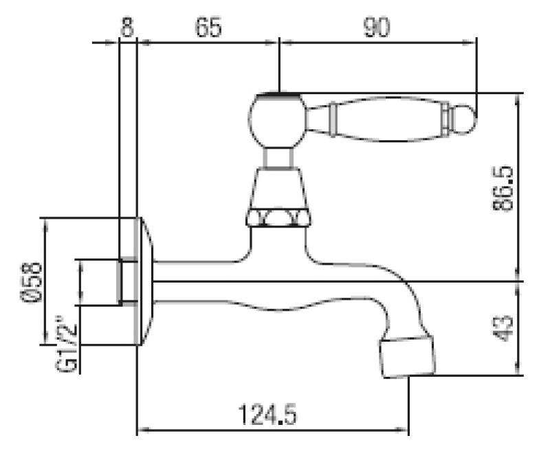 PB klasična stenska fontanska pipa z belo ročico za hladno vodo, nerjaveče jeklo 1208853532