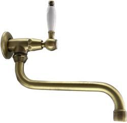 PB klassieke muur fontein kraan met witte hendel koud water en lange uitloop brons 1208853602