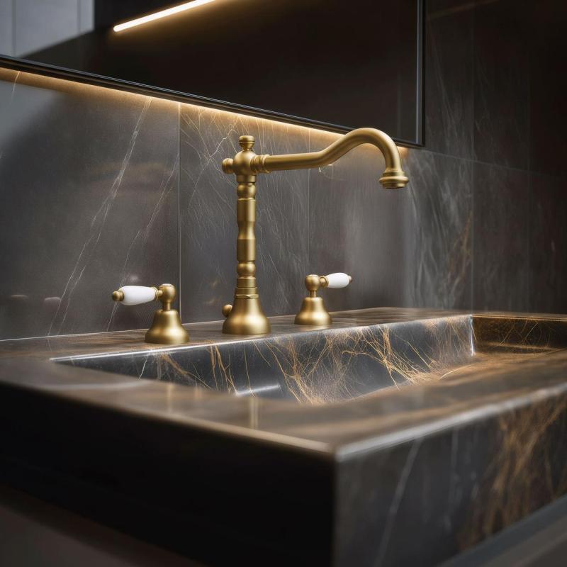 PB klasična pipa 3-luknjasta umivalniška pipa Bele ročice Bron 1208854272