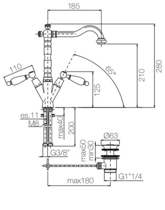 PB klasična pipa za umivalnik Bela ročaja izliv 18,5 cm Bron 1208854302
