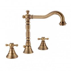 PB klasična 3-luknjasta umivalniška pipa z zvezdnimi gumbi, izliv 18,5 cm Bron 1208854942