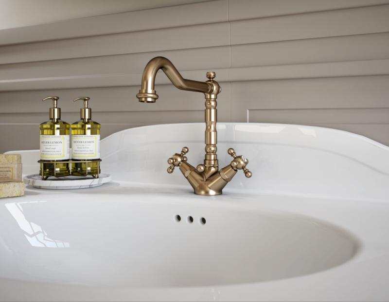 PB klasična umivalniška pipa z zvezdastimi ročaji, izliv 18,5 cm, bron 1208854962