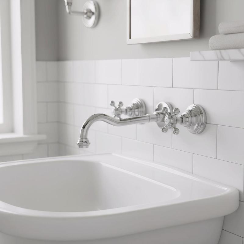 PB klasična vgradna stenska pipa z zvezdastimi ročaji, 25 cm izliv, Krom 1208855112