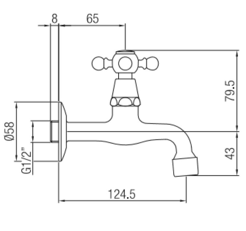 PB klasična stenska fontanska pipa s star gumbom za hladno vodo bron 1208855602