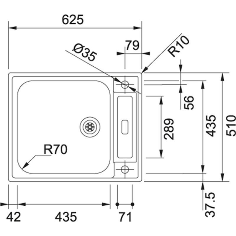 Franke Argos AGX 210 inox pomivalno korito za vgradnjo na ravno površino 625x510, obojestransko, 127.0380.400