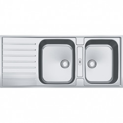 Franke Argos AGX 221 dubbele roestvrijstalen spoelbak met afdruipvlak vlakinbouw 116x51cm 127.0635.632