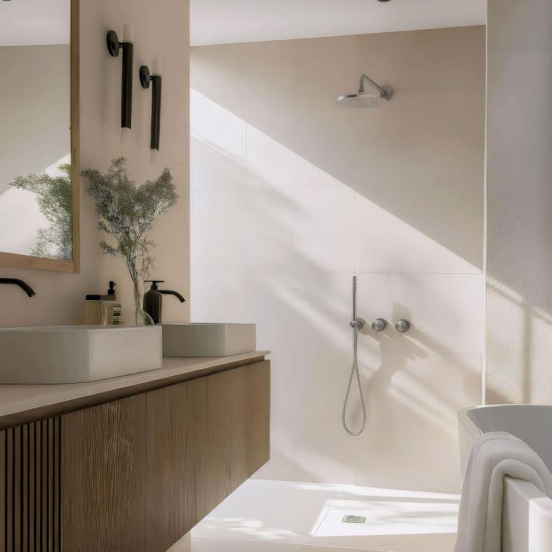 Waterevolution Flow ingebouwd doucheset met thermostaat regendouche en handdouche massief RVS 1208889792