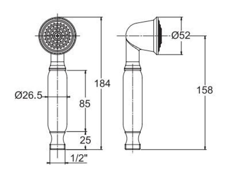 PB klasična ročna prha z belim ročajem krom 1208916142