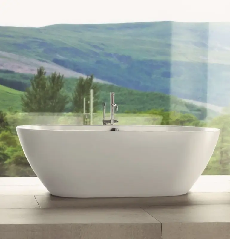 Waterevolution Flow samostoječa kadna pipa s prho v krtačenem bronu T133LE