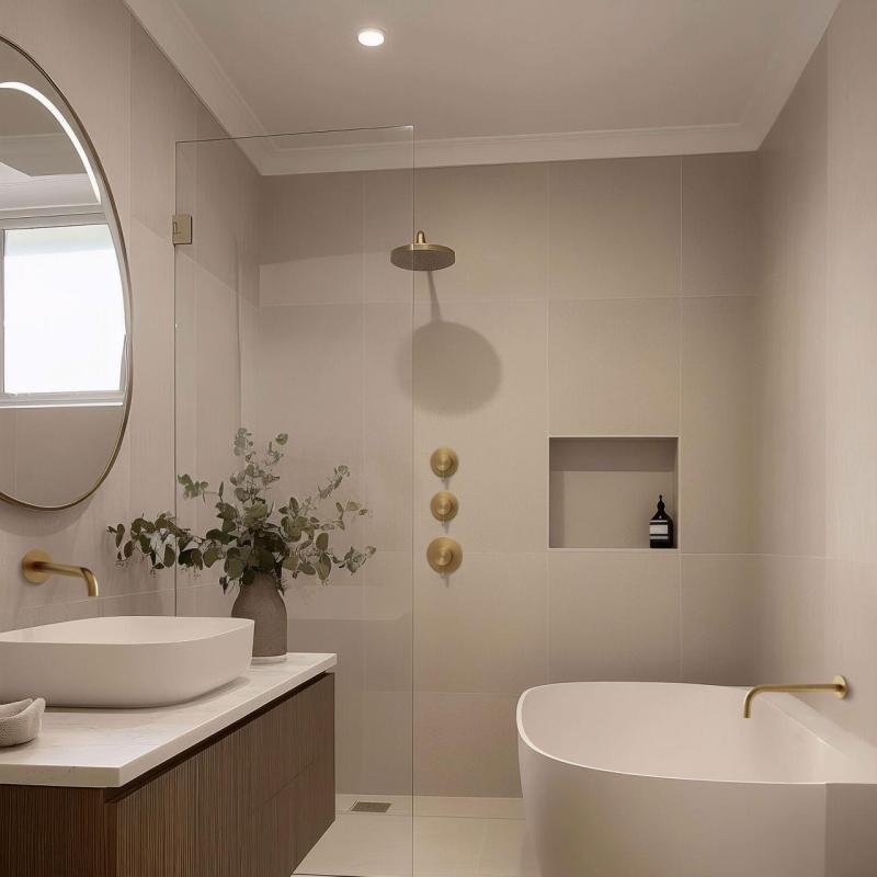 Waterevolution Flow vgradni termostat za tuš z 2 zapornimi ventili iz brušenega medenine 1208916452