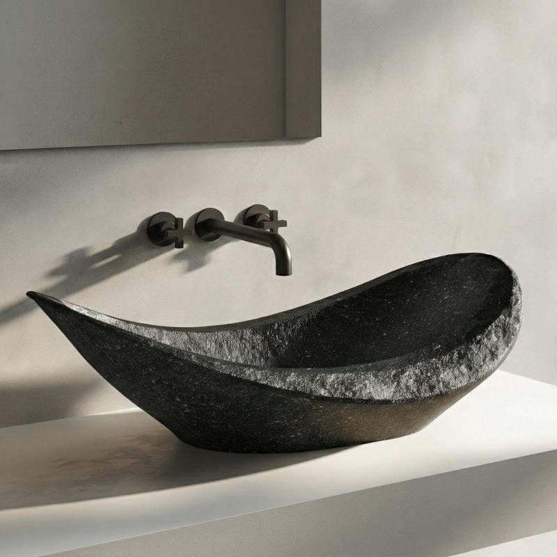 Waterevolution Cruz 3-luknjasta vgradna umivalniška pipa mat črna 19 cm izliv 1208916572