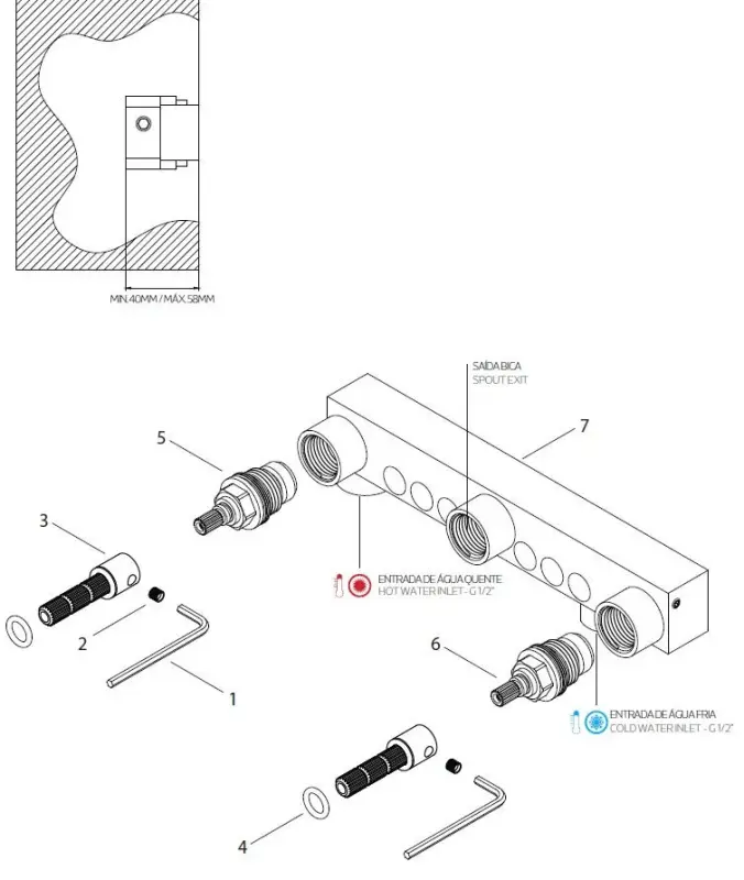 Waterevolution Cruz 3-luknjasta vgradna umivalniška pipa mat črna 19 cm izliv 1208916572