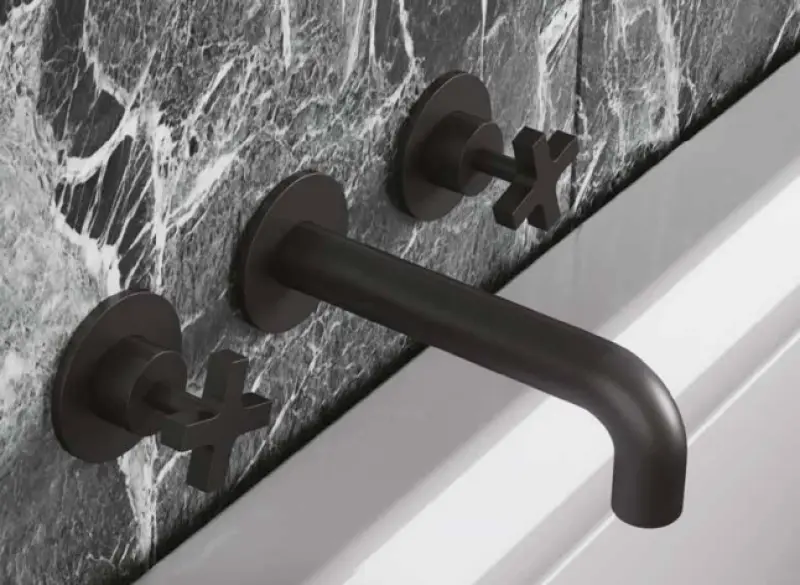 Waterevolution Cruz 3-luknjasta vgradna umivalniška pipa z izlivom 15 cm mat črna 1208916582