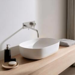 Waterevolution Flow vgradna pipa za umivalnik s pokrivno ploščo, v celoti iz nerjavečega jekla, z izlivom 25 cm T1161BIE-25