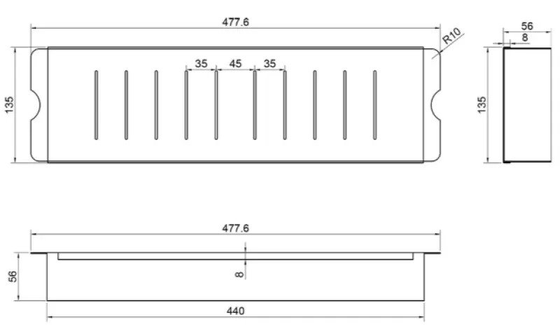 Caressi CACSD46 črna 44cm vstavna posoda za ostanke nerjavno jeklo 1208920600