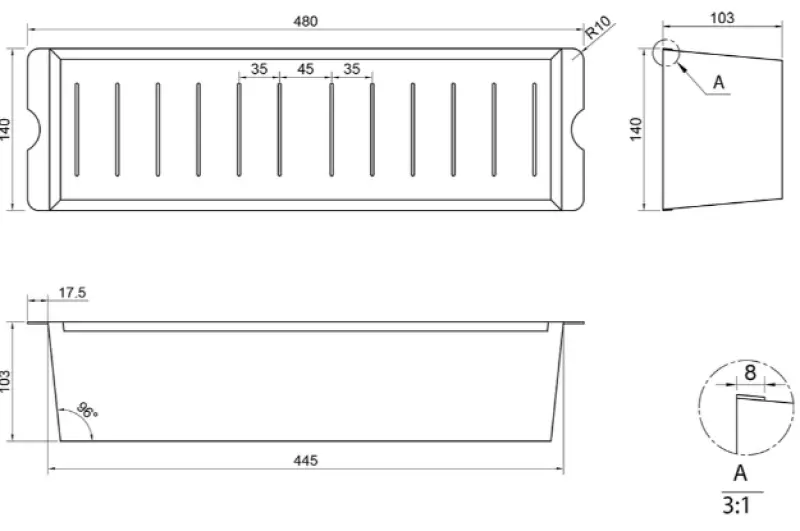 Caressi CACS1D46 črna 44 cm vgradna posoda za ostanke iz nerjavečega jekla 1208920601