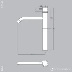 Waterevolution Flow umivalniška pipa za umivalnike PVD gun metal T115GME