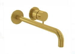 Waterevolution Flow inbouw wastafelkraan geborsteld messing met uitloop 25 cm T116BLE-25