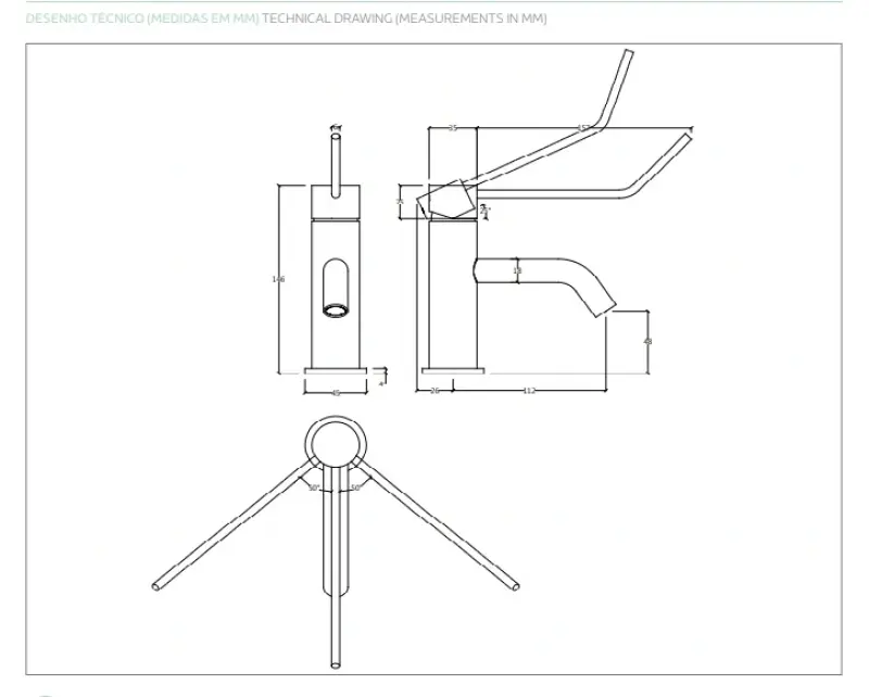 Waterevolution Flow wastafelarmatur inclusief klikplug PVD kanonmetaal T111GME
