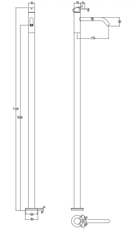 Waterevolution Flow samostoječa umivalniška pipa RVS T113IE
