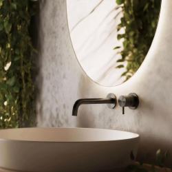 Waterevolution Flow vgradna pipa za umivalnik PVD Gun Metal z izlivom 15 cm T116BME-15