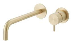 Waterevolution Flow vgradna pipa za umivalnik PVD belo zlato z izlivom 21 cm T116BWGE-21