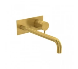 Waterevolution Flow vgradna umivalniška pipa z rozeto Brušena Medenina z izlivom 25 cm T1161LE-25