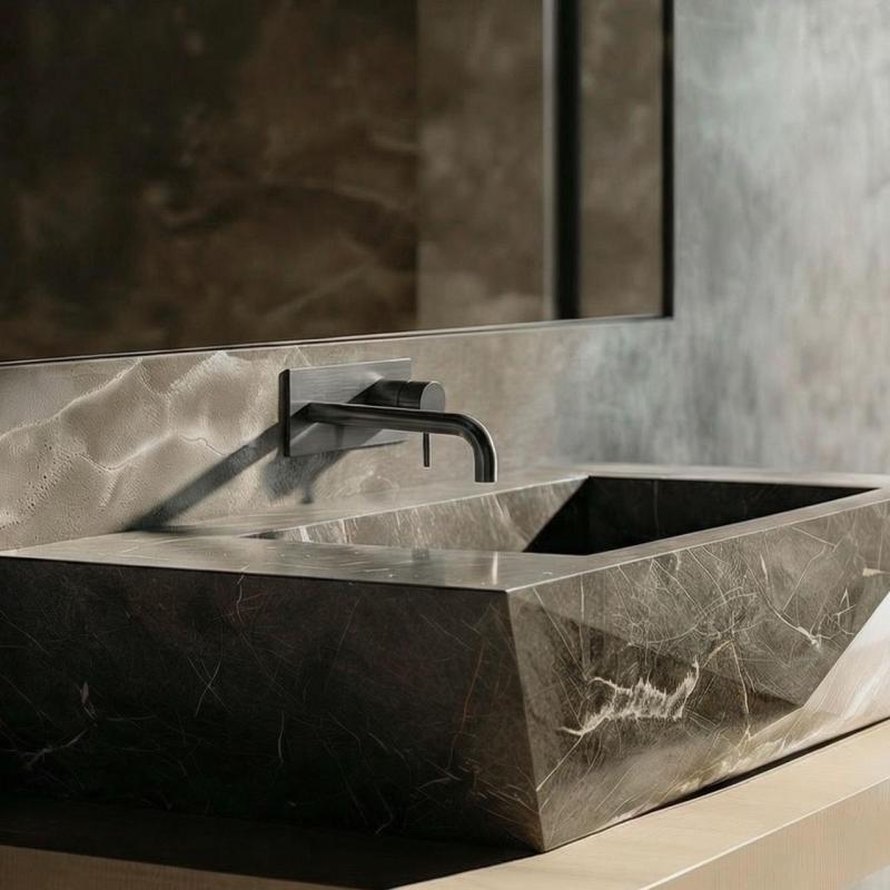 Waterevolution Flow vgradna umivalniška pipa z zaščitno ploščo PVD Gun Metal z izlivom 15cm T1161GME-15