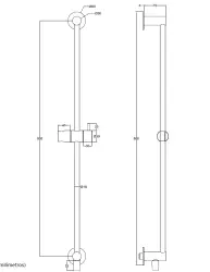 Waterevolution Flow glijstangset met handdouche 800 mm Brušeni baker T1661CPE