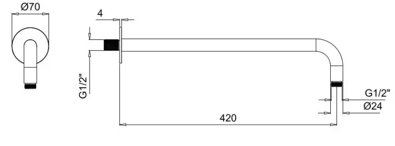 SB Rubinetterie Univerzalna stenska tuš roka okrogla 42 cm barva krom 1208946670