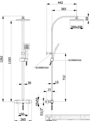 DEMM Shower tuš kombinacija termostat z deževnim tušem krom 1208946966