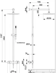 DEMM Shower tuš kombinacija termostat z deževnim tušem krom 1208946967