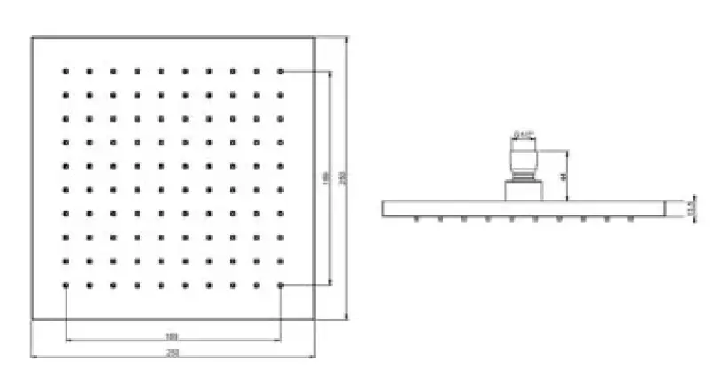 SB Rubinetterie Deževna prha Eco Air varčna kvadratna deževna prha mat črna 25x25cm 1208947015