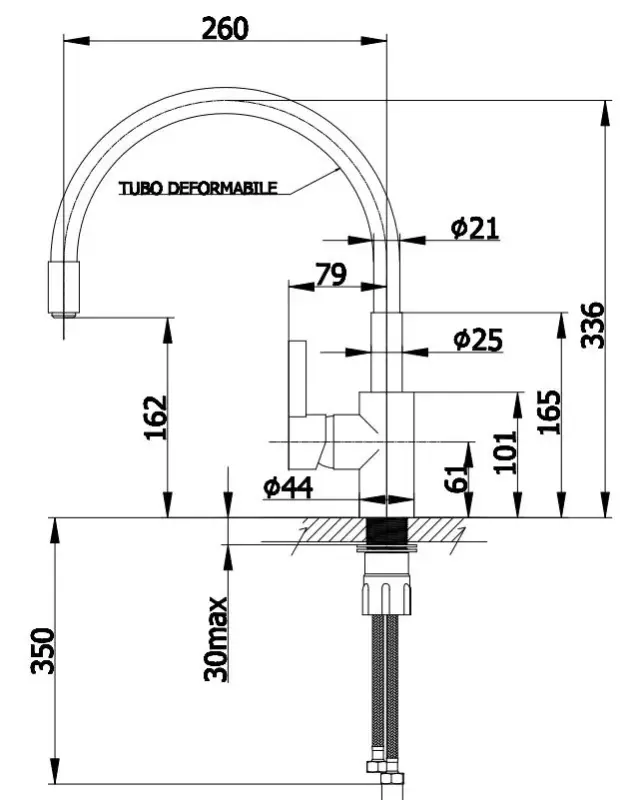 DEMM kuhinjska pipa z vrtljivim izlivom krom/črna 1208947023