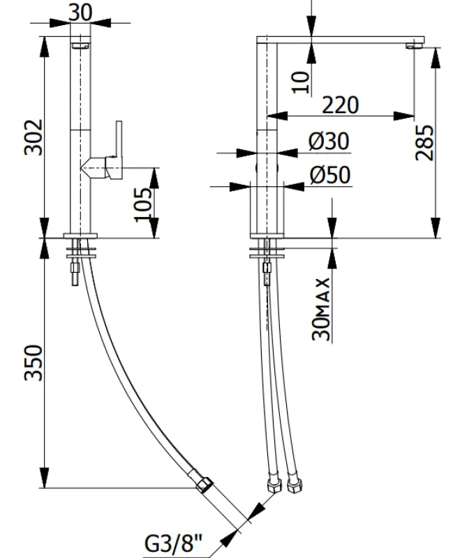 DEMM kuhinjska pipa enoročna z vrtljivim izlivom krom 1208947354