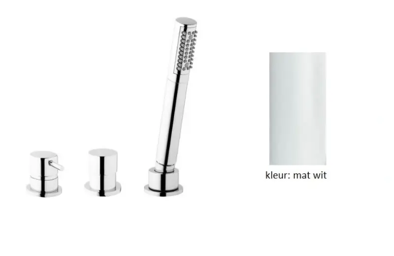 Waterevolution Flow 3-luknjasta kopalniška pipa za rob kadi, mat bela T138SBBR