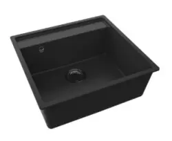 GraniteMy Bremen granitno pomivalno korito 53x50 cm črno, nadgradno, podgradno in poravnano vgradnjo s polico za pipo 1208952256