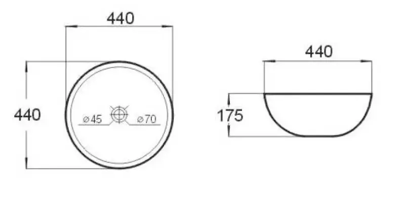 OUTLET Blusani Cera keramična nadstropna umivalna korita 44 cm, sijajno bela BC204503